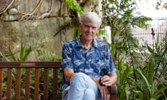 Australian playwright David Williamson in the Sydney botanic gardens