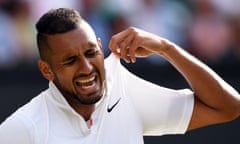 Nick Kyrgios refused to apologise after hitting the ball at Rafael Nadal during his second round defeat at Wimbledon.