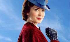 Emily Blunt in Mary Poppins Returns, a sequel to the 1964 Mary Poppins.