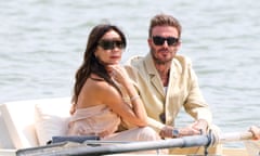 David and Victoria Beckham are seen wearing cream coloured outfits in Versailles, France.