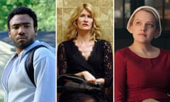 Emmy predictions composite: Donald Glover in Atlanta, Laura Dern in The Tale, Elisabeth Moss in The Handmaid’s Tale,