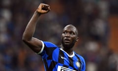 Romelu Lukaku celebrates Internazionale’s victory over Lecce at the San Siro.