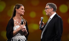 The Robin Hood Foundation’s 2018 Benefit<br>NEW YORK, NY - MAY 14: Melinda Gates and Bill Gates speak on stage during The Robin Hood Foundation’s 2018 benefit at Jacob Javitz Center on May 14, 2018 in New York City. (Photo by Kevin Mazur/Getty Images for Robin Hood)
