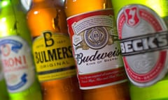 Bottles of beer and cider produced by AB InBev