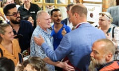 The Prince of Wales with Paul Gascoigne during a visit to a Pret a Manger store in Bournemouth