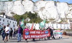 Workers protest in Dover after P&amp;O Ferries sacked nearly 800 workers without notice. 