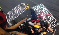 Black Lives Matter protest<br>Handout photo issued by Black Lives Matter UK of protesters after they stormed the runway at London City Airport. PRESS ASSOCIATION Photo. Picture date: Tuesday September 6, 2016. Flights were disrupted at the airport, in the Royal Docks area of the capital, after activists apparently in support of the Black Lives Matter movement made their way air-side at around 5.40am on Tuesday. See PA story AIR City. Photo credit should read: Black Lives Matter UK /PA Wire

NOTE TO EDITORS: This handout photo may only be used in for editorial reporting purposes for the contemporaneous illustration of events, things or the people in the image or facts mentioned in the caption. Reuse of the picture may require further permission from the copyright holder.