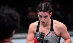 Mackenzie Dern in her bout with Virna Jandiroba at UFC 256 in 2020.