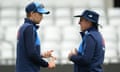 Joe Root speaks with Trevor Bayliss ahead of England’s second Test against Pakistan at Headingley