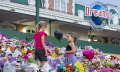 Flowers laid outside Dreamworld in memory of the those who died in the 2016 accident