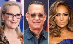 composite of (L-R) Meryl Streep, Tom Hanks and Jennifer Lopez. Photo by EPA