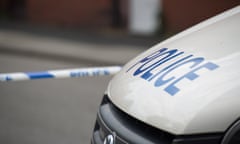 Stock image of police van and police tape