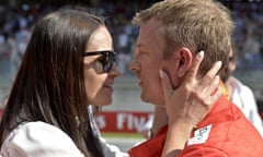 Minttu Virtanen, pictured with husband Kimi Raikkonen in Austria, has weighed in on Lewis Hamilton’s comments.