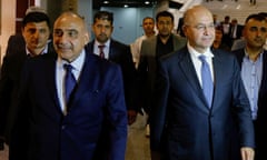 Iraq’s new prime minister, Adel Abdul-Mahdi, with the country’s president, Barham Salih.