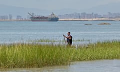 The Xiamen city skyline on the Chinese mainland seen from Taiwan's Kinmen islands.