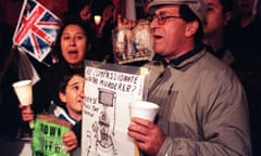 Anti-Pinochet protestors outside the London Clinic in 1998.