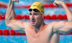 Australia's James Magnussen celebrates after winning the gold medal in the men's 100m freestyle final at the Swimming World Championships in 2013