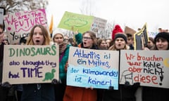 Striking students at the German chancellery