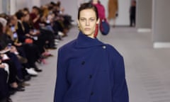 Asymmetric coats buttoned off-centre were one of the key trends in Balenciaga’s collection at the Paris fashion week.
