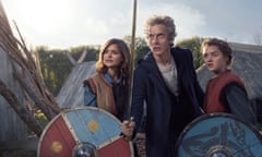 Me and Who’s army … Jenna Coleman, Peter Capaldi and Maisie Williams in Doctor Who.