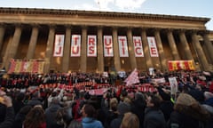 A remembrance event for the 96 football fans who died in the Hillsborough disaster, outside George’s Hall in Liverpool, 27 April, 2016.