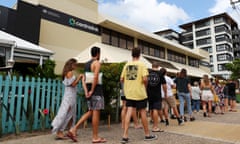 A queue outside a Gold Coast Centrelink a year ago