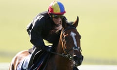 Architecture, ridden by Frankie Dettori, during the Breakfast with the Stars event at Epsom in May.