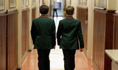 Schoolboys make their way to class at Altrincham Grammar School for Boys