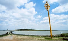 Tidal causeway to Northey Island National Trust bird reserve, Blackwater Estuary, England.