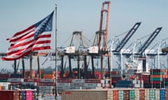 Shipping containers being unloaded at the Port of Los Angeles