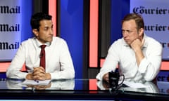 David Crisafulli and premier Steven Miles sitting at a TV studio desk