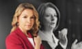 A composite image of Justine Clarke in colour, and Julia Gillard in black and white