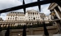 Picture of the Bank of England with bars in the foreground