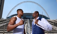 Anthony Joshua, left, and Daniel Dubois in front of Wembley stadium