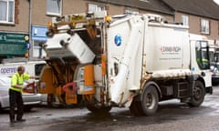 A bin lorry collecting rubbish in Edinburgh