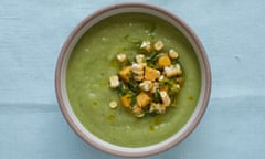 Cucumber and avocado soup with mango salsa