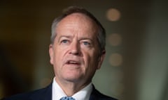 The Minister for NDIS and Minister for Government Services Bill Shorten with his "waste website" in his office in Parliament House this afternoon.