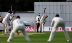 Ben Stokes sends down a delivery at Stanley Park, where Lancashire ended the day on 350-9.