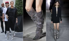 Celine Dion, a closeup of the boots and as seen on the Yves Saint Laurent catwalk
