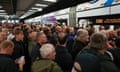 Fans are crammed in waiting for trains in Gelsenkirchen