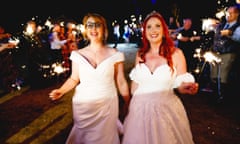 Bethany and Rachael on their wedding day in July 2022.