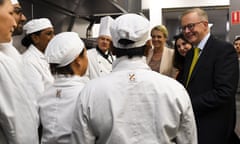 Labor leader Anthony Albanese speaks to students at Holmesglen Tafe in Melbourne