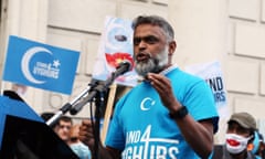 Moazzam Begg campaigning in a pro-Uyghur protest