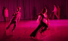 ‘Kinetic swirl’: the Rosas dancers ‘run, fly and glancingly collide’ in a ‘charmed, light-bathed space’ during Rain at Sadler’s Wells. 