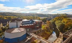 University of Huddersfield Business School overlooking the canal that runs through the campus.