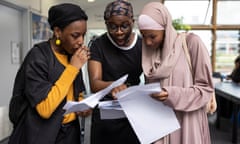 Students at the City of London Academy in Southwark receiving their A-level results in August