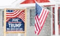 A campaign sign for Republican presidential candidate, former U.S. President Donald Trump is seen in a yard on January 16, 2024 in Atkinson, New Hampshire.