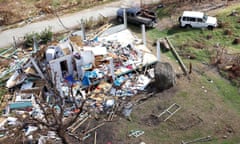 Ruined house on Jost Van Dyke island, in the British Virgin Isles, after Hurricane Irma, 2017