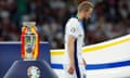 Harry Kane walks past the trophy after coming up short with England in the Euro 2024 final.