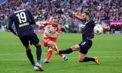 Harry Kane opens the scoring for Bayern Munich in their win over Heidenheim